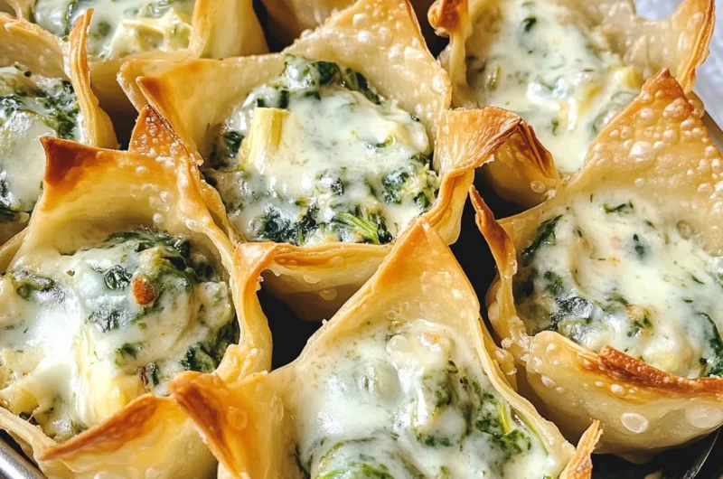 Spinach Artichoke Dip Wonton Cups