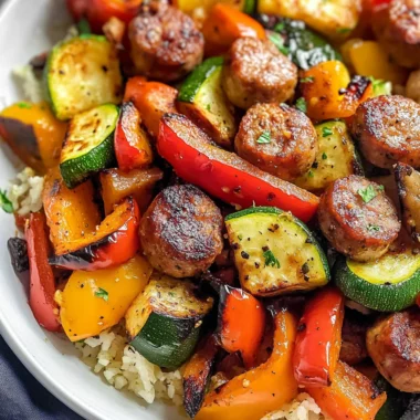 10 Minute Air Fryer Chicken Sausage and Veggies
