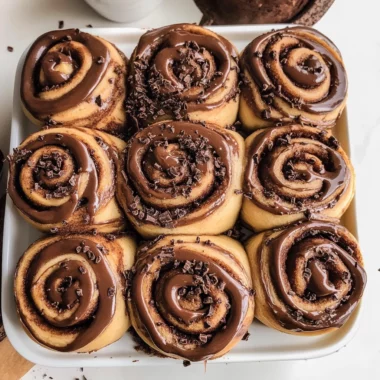 Chocolate cinnamon rolls with chocolate cream cheese frosting