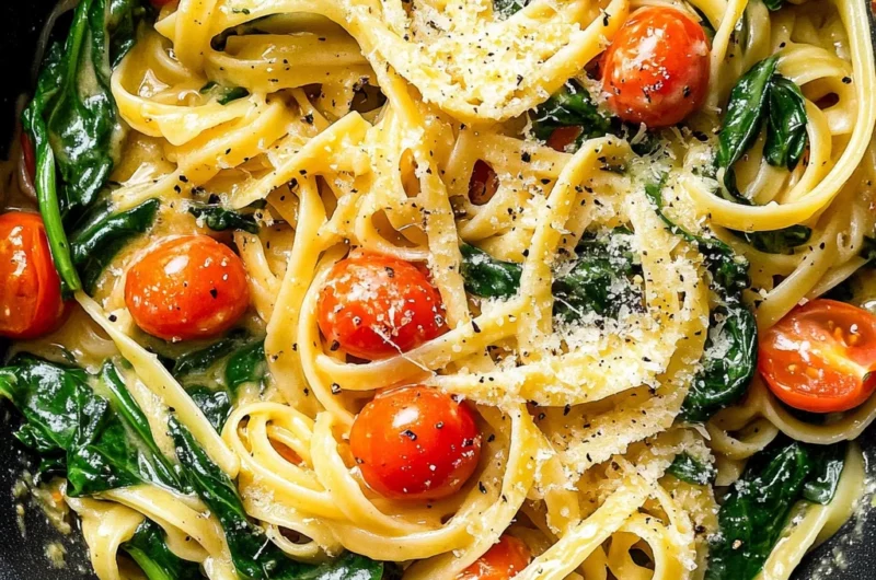 Fresh Spinach and Tomato Pasta