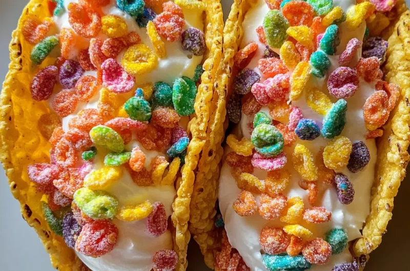 Fruity Pebbles Cheesecake Tacos