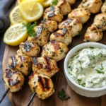 Greek Lemon Chicken Skewers with Tzatziki Sauce