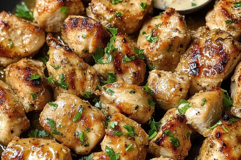 Grilled Chicken Bites with Creamy Garlic Sauce