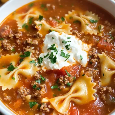 Hearty Lasagna Soup with Bow Tie Pasta
