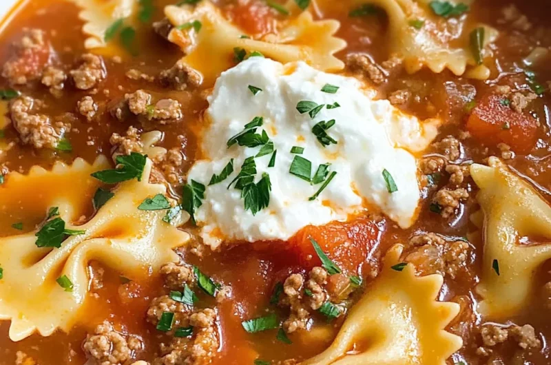 Hearty Lasagna Soup with Bow Tie Pasta