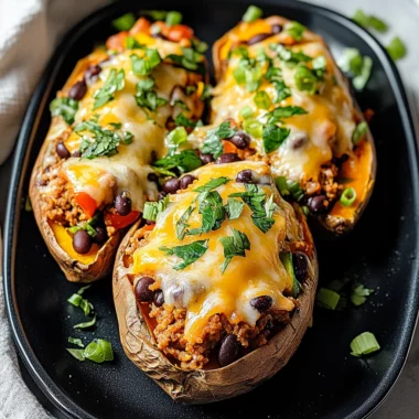 High Protein Ground Turkey Stuffed Sweet Potato