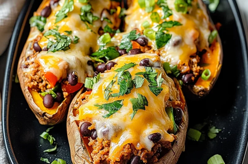 High Protein Ground Turkey Stuffed Sweet Potato