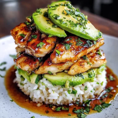 Honey Lime Chicken & Avocado Rice Stack