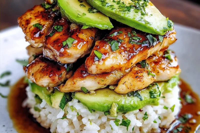 Honey Lime Chicken & Avocado Rice Stack