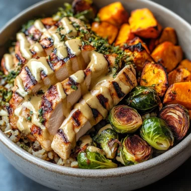 Maple Dijon Chicken & Roasted Sweet Potato Bowls