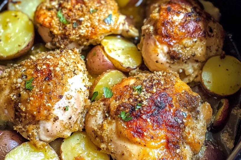 Slow Cooker Parmesan Garlic Chicken and Potatoes