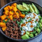 Spicy Ground Beef & Sweet Potato Protein Bowl