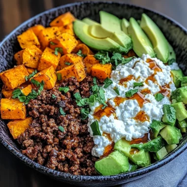 Spicy Ground Beef & Sweet Potato Protein Bowl