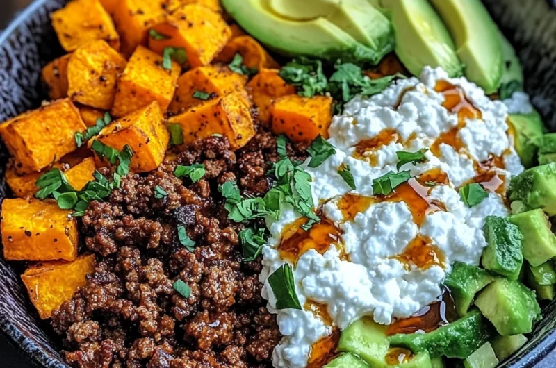 Spicy Ground Beef & Sweet Potato Protein Bowl