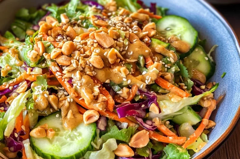 Thai Crunch Salad CPK Copycat (with peanut ginger sauce)