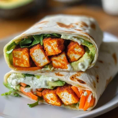 Buffalo Tofu Wrap with Easy Vegan Ranch