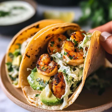Cilantro Lime Shrimp Tacos with Creamy Slaw