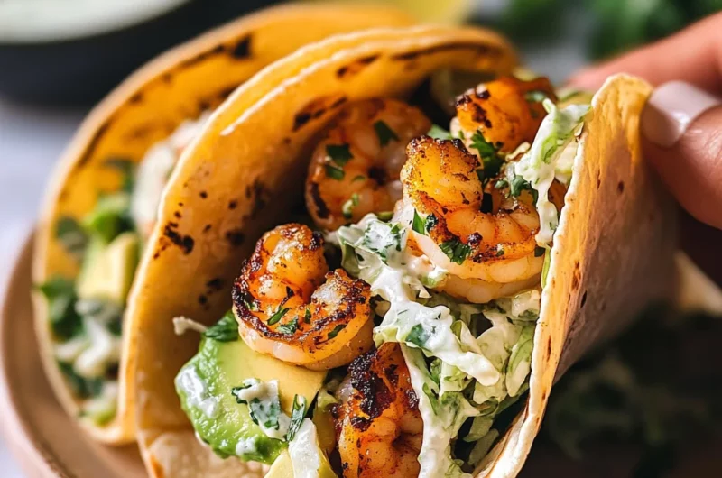 Cilantro Lime Shrimp Tacos with Creamy Slaw