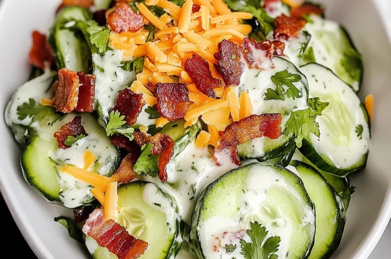 Creamy Cucumber Salad with turkey Bacon and Cheese