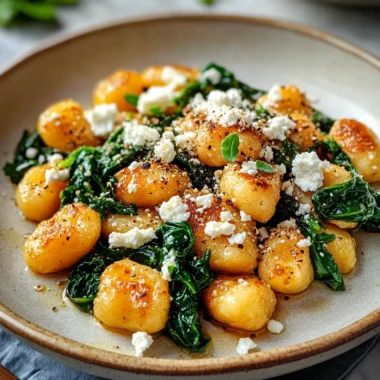 Crispy Gnocchi With Spinach And Feta