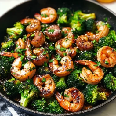 Easy Honey Garlic Shrimp and Sausage Broccoli Skillet
