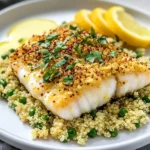 Garlic Lemon Cod with Crispy Quinoa Crust
