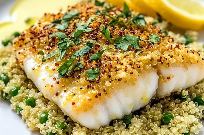 Garlic Lemon Cod with Crispy Quinoa Crust