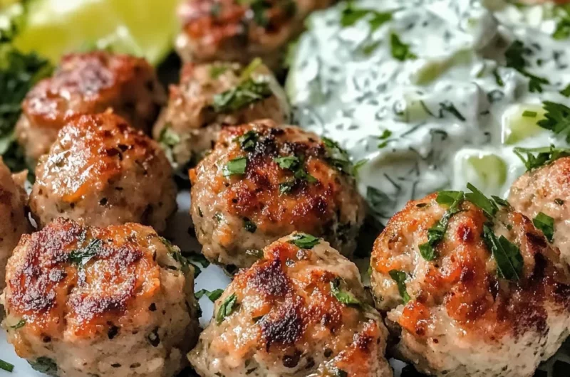 Greek Turkey Meatballs with Tzatziki