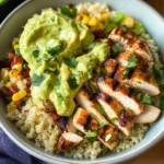 Grilled Chicken Quinoa Bowls with Avocado Sauce Delight!
