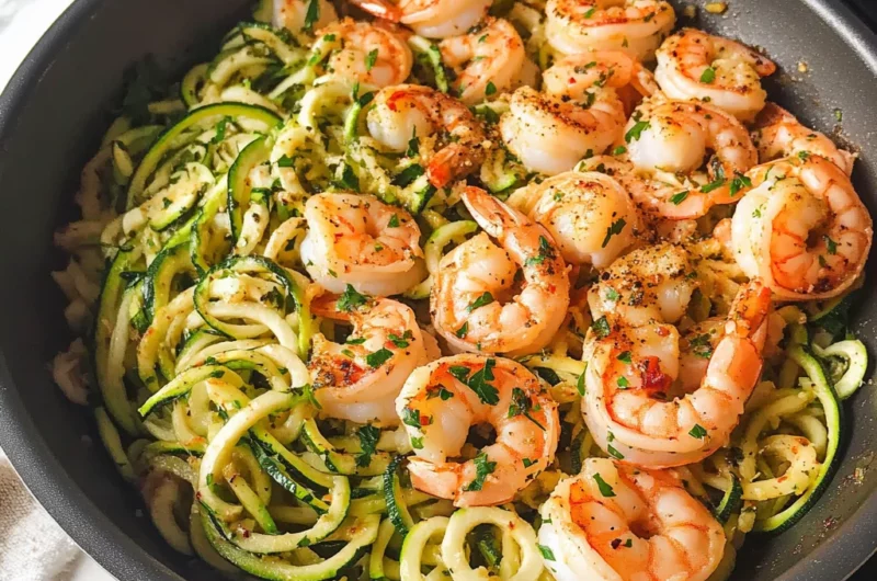 One Pan Garlic Shrimp And Zucchini Noodles
