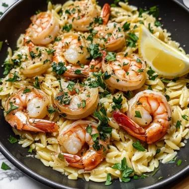 Shrimp Orzo In Lemon Garlic Sauce