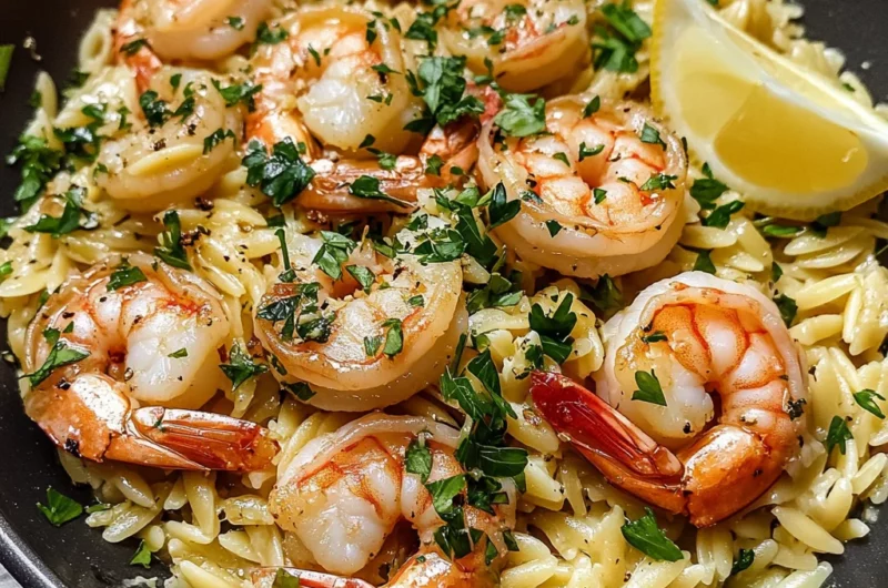 Shrimp Orzo In Lemon Garlic Sauce