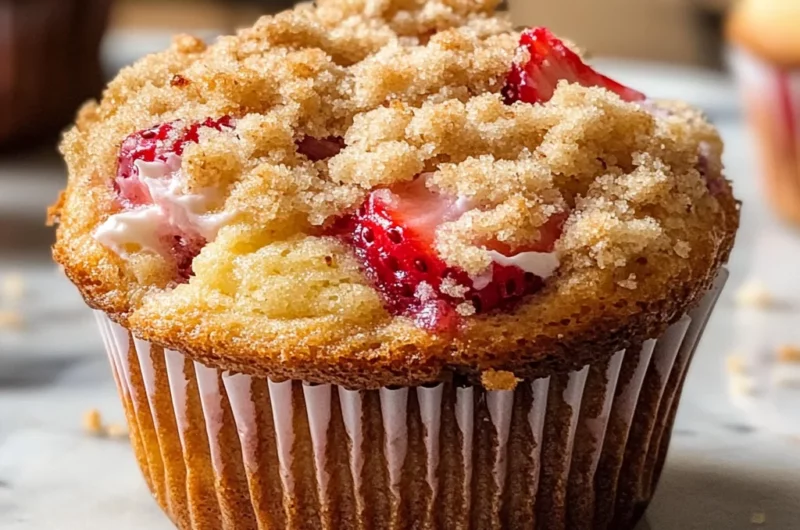 Strawberry Cream Cheese Muffins with Streusel Crumb Topping