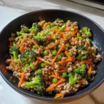 Teriyaki Ground Turkey, Broccoli and Peas