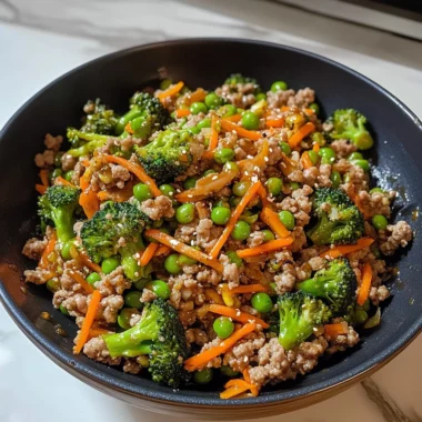 Teriyaki Ground Turkey, Broccoli and Peas