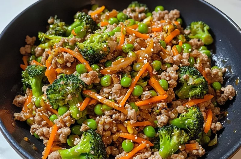 Teriyaki Ground Turkey, Broccoli and Peas