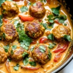Thai Turkey Meatballs In Coconut Curry Sauce