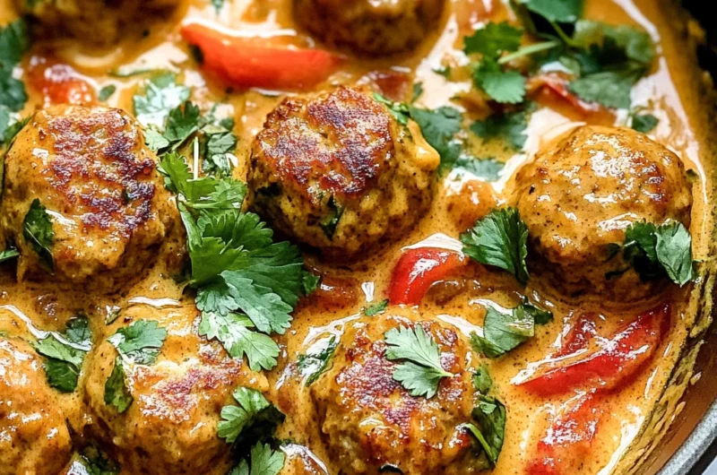 Thai Turkey Meatballs In Coconut Curry Sauce