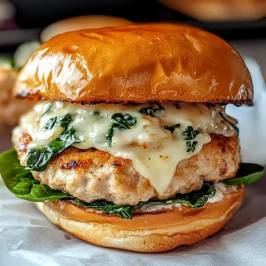 White Cheddar and Spinach Chicken Burgers