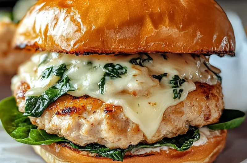 White Cheddar and Spinach Chicken Burgers