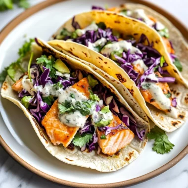 Air Fryer Salmon Tacos with Slaw