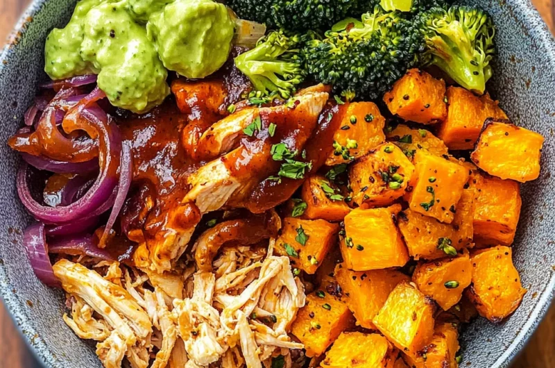 BBQ Chicken & Roasted Sweet Potato Bowls Recipe
