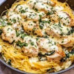 Chicken and Spinach Spaghetti Squash Alfredo