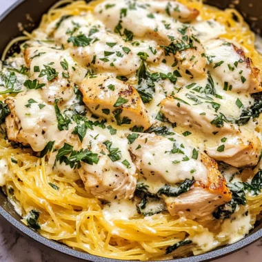 Chicken and Spinach Spaghetti Squash Alfredo