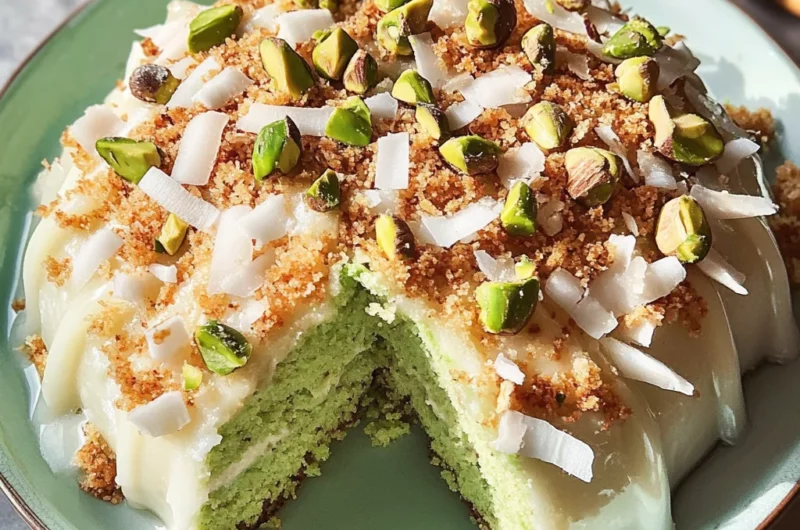 Coconut and Pistachio Pudding Cake Recipe
