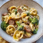 Creamy Garlic Parmesan Tortellini with Sausage and Broccoli