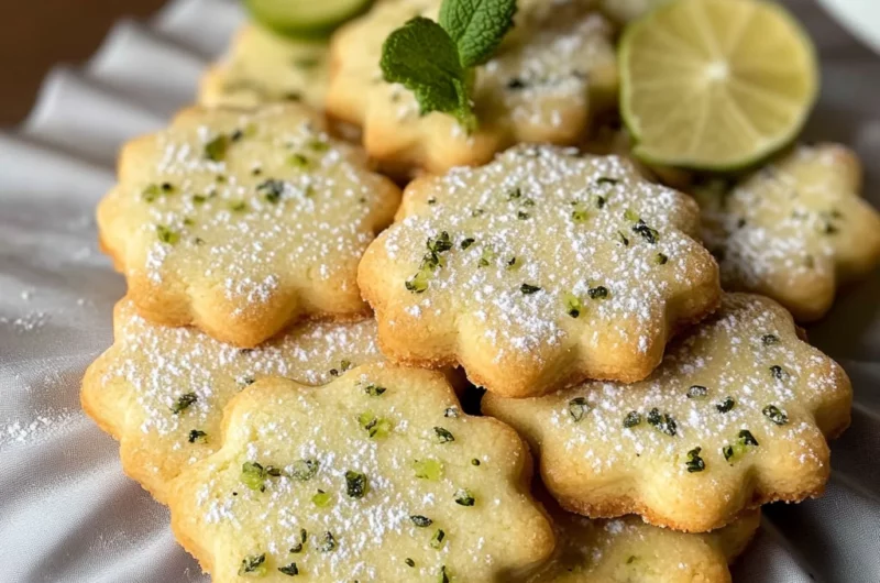 Fresh mint and Lime Shortbread Cookies