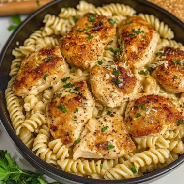 Garlic Parmesan Chicken Bites with Creamy Rotini