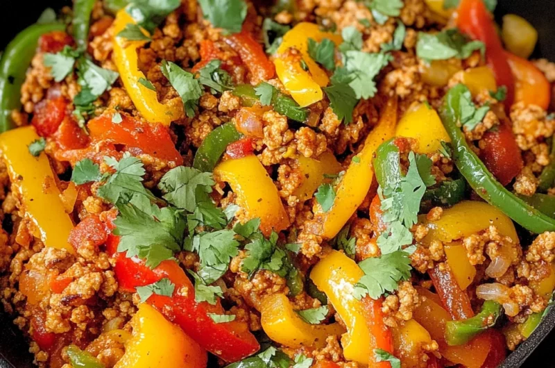 Ground turkey and peppers