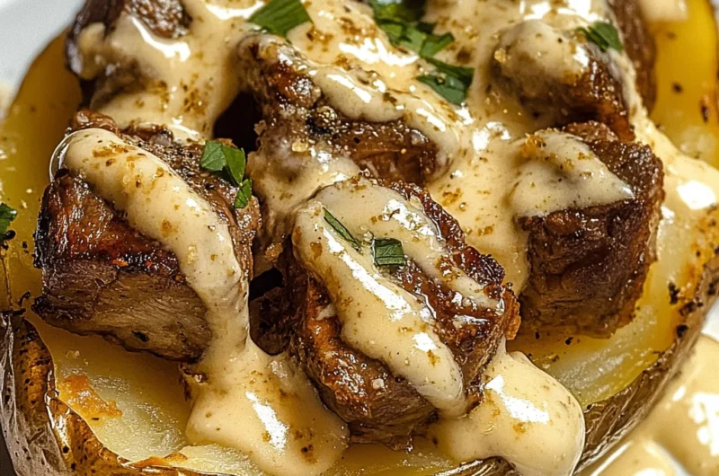 Loaded Baked Potato with Steak Bites